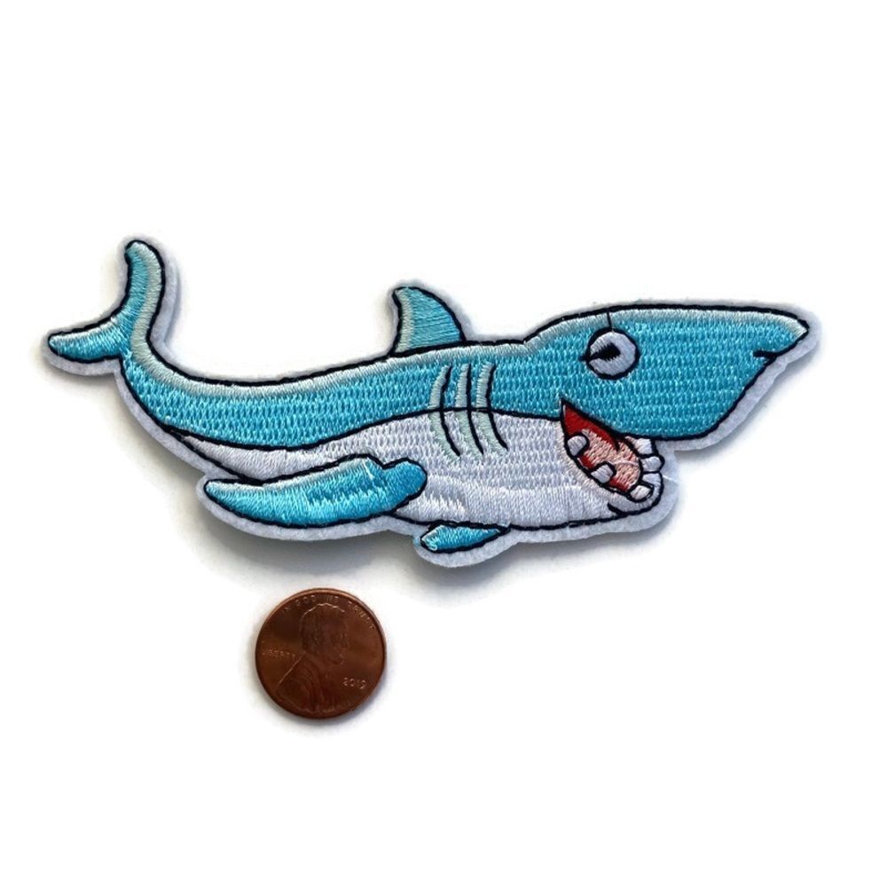 Happy Shark Embroidered Patch - Picture 2 of 3